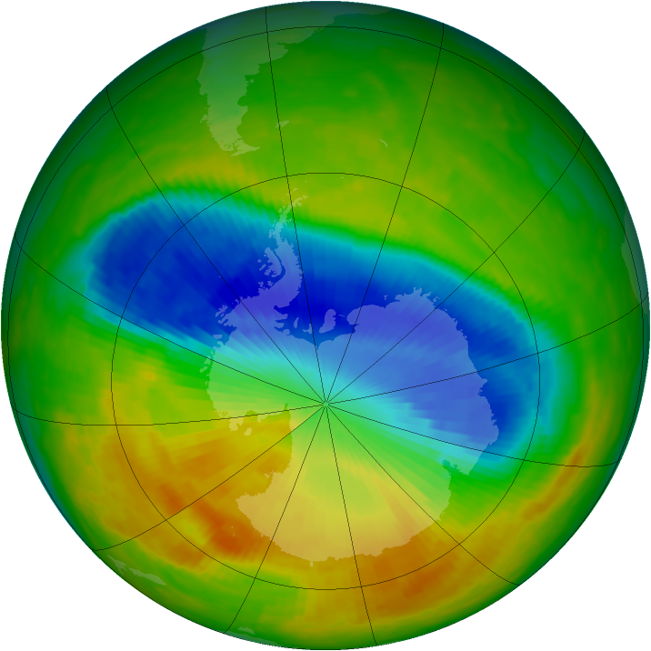 Antarctic ozone map for 15 November 1991